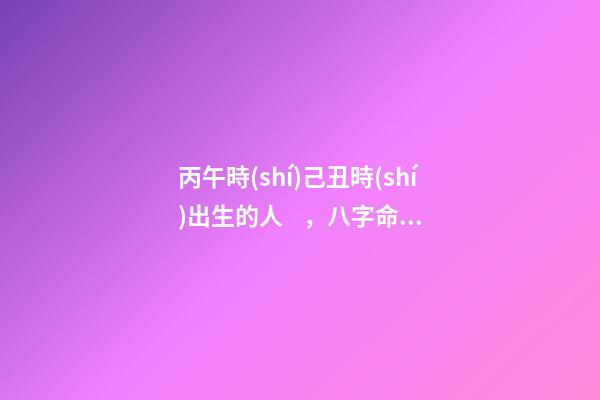 丙午時(shí)己丑時(shí)出生的人，八字命運(yùn)如何？